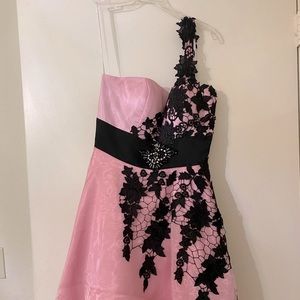 Size 12 Pink and Black Prom Dress!